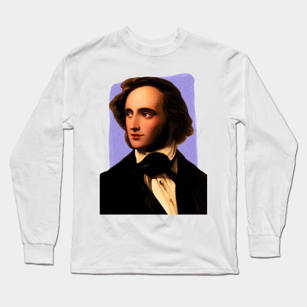 German Composer Felix Mendelssohn illustration Long Sleeve T-Shirt by Litstoy 